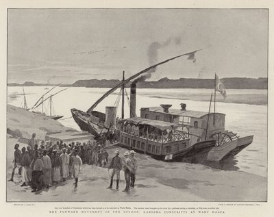 Il movimento in avanti nel Sudan, sbarco dei coscritti a Wady Halfa da Joseph Nash